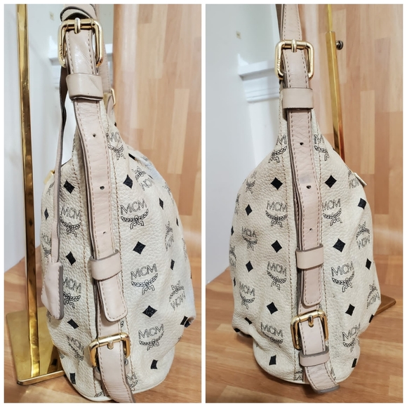 MCM Monogram Visetos Zip Hobo Beige Coated Canvas Shoulder/Crossbody Bag - Picture 8 of 13